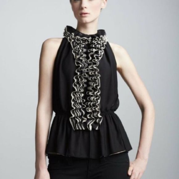 ROBERT RODRIGUEZ Ruffle Front Peplum Blouse - Picture 1 of 10